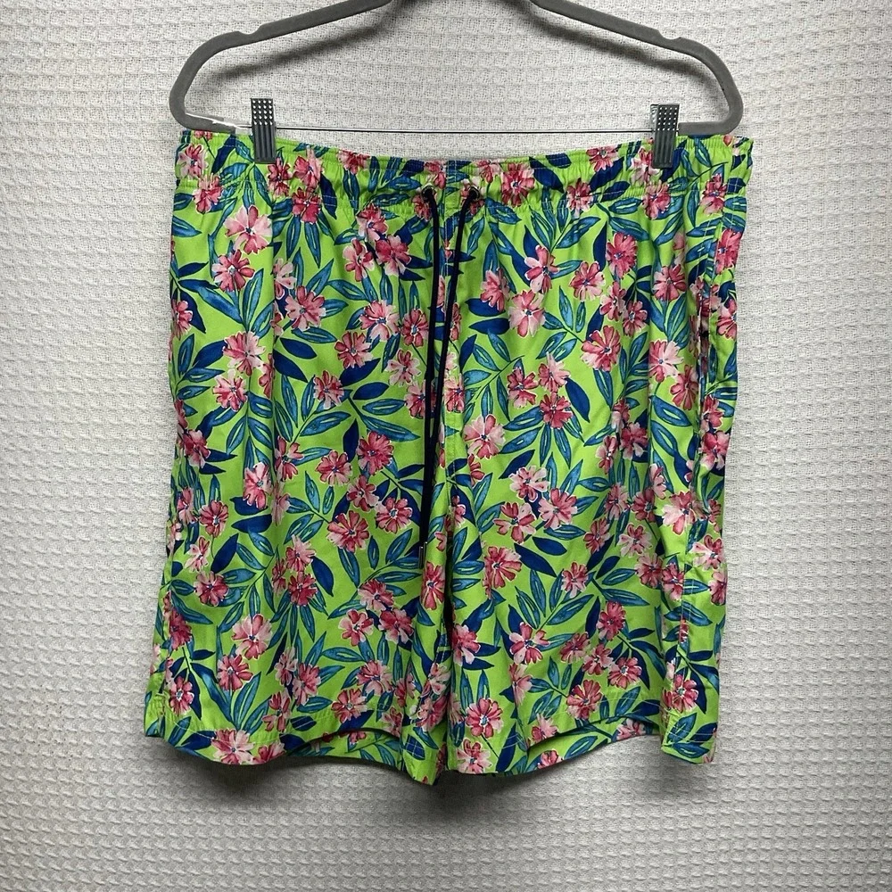 NEW Lands' End Mens 7,5 Inch Volley Swim Trunk Shorts Size XL Bright Floral Mesh